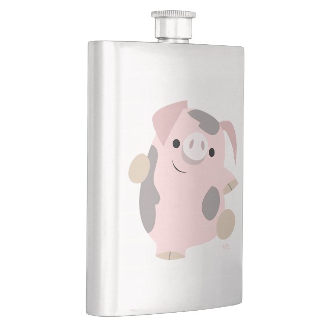 Niedlicher Cartoon Tanzen Pig Classic Flasche Flachmann (Rechts)