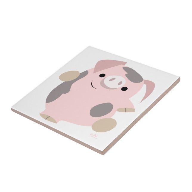 Niedlicher Cartoon Tanzen Schweineteile Fliese (Seite)