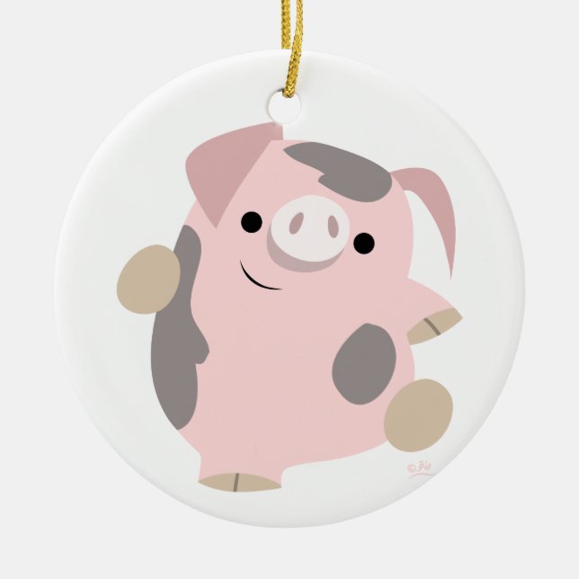 Niedlicher Cartoon Tanzen Schweinezittel Keramikornament (Vorne)