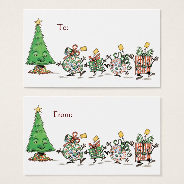 Niedlicher Cartoon Tanzen Weihnachtsgeschenke und  (Vorne & Hinten)