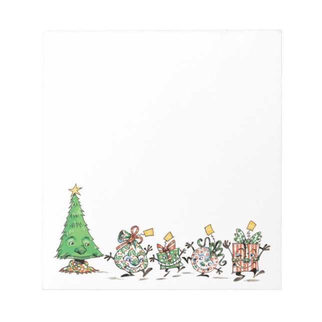 Niedlicher Cartoon Tanzen Weihnachtsgeschenke und  Notizblock (Vorderseite)