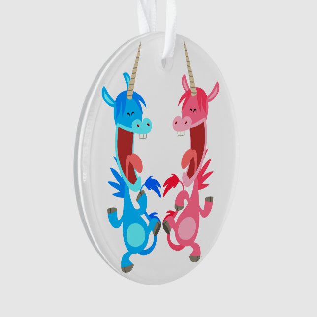Niedlicher Cartoon Tanzunikorne Akrylorische Ornam Ornament (Vorderseite)