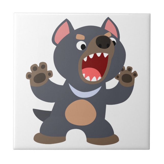 Niedlicher Cartoon Tasmanian Devil Tile Fliese (Vorderseite)