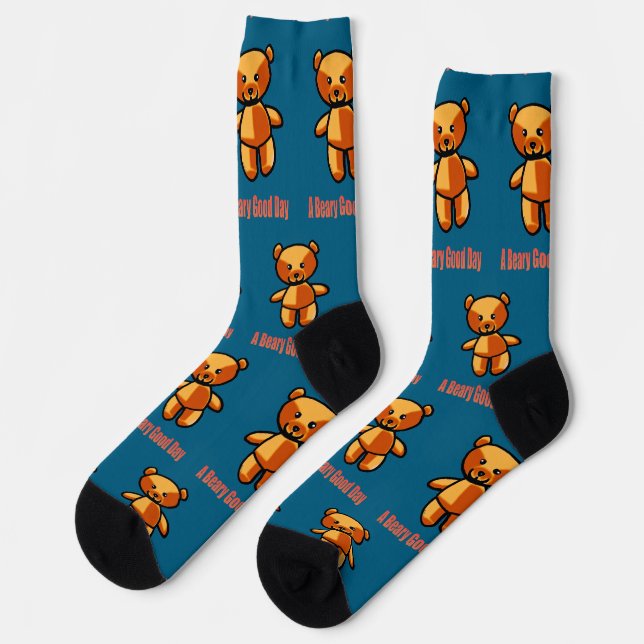 Niedlicher Cartoon Teddy Bär Illustration Socken (Linkes Detail)
