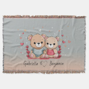Niedlicher Cartoon Teddy Lovers Herzlich Willkomme Decke