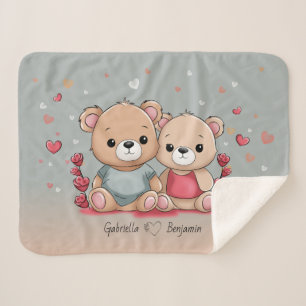 Niedlicher Cartoon Teddy Lovers Herzlich Willkomme Sherpadecke