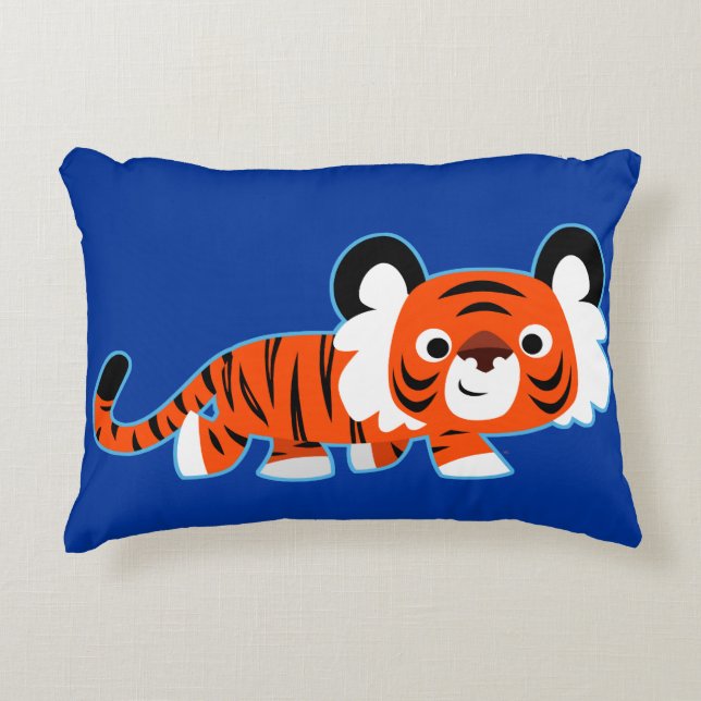 Niedlicher Cartoon Tiger auf dem Kissen mit prowl  (Vorderseite)