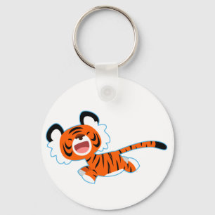 Niedlicher Cartoon Tiger auf dem Laufenden Schlüss Schlüsselanhänger