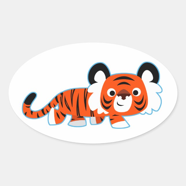 Niedlicher Cartoon Tiger auf der Aufkleber (Vorderseite)