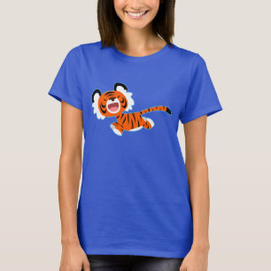 Niedlicher Cartoon Tiger auf der Flucht von Frauen T-Shirt