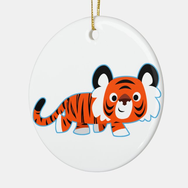 Niedlicher Cartoon Tiger auf der Höhle Keramik Ornament (Links)