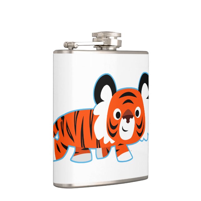 Niedlicher Cartoon Tiger auf der Hüftprovisorflasc Flachmann (Rechts)