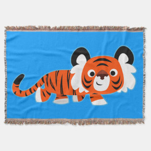 Niedlicher Cartoon Tiger auf der Kammkeule Decke