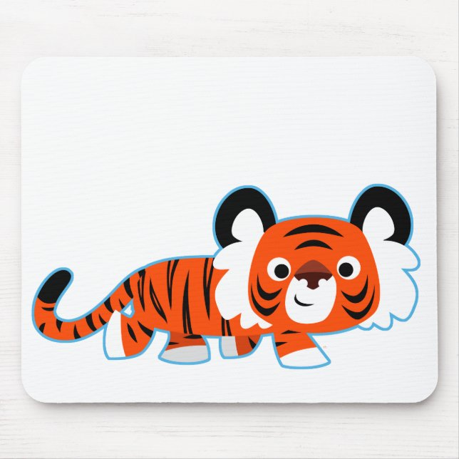 Niedlicher Cartoon Tiger auf der Kuschelmuse Mousepad (Vorne)