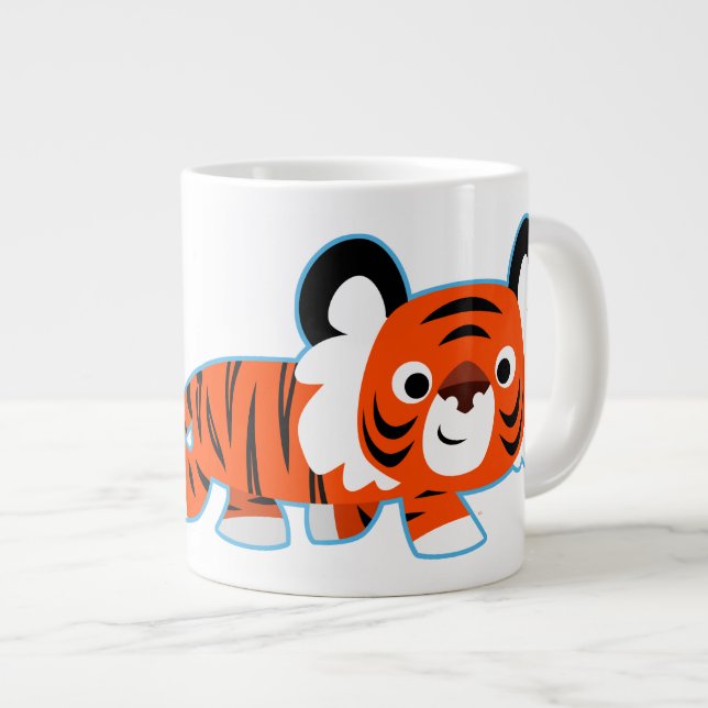 Niedlicher Cartoon Tiger auf der Prowl Jumbo-Tasse (Vorderseite Rechts)
