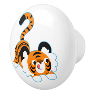 Niedlicher Cartoon Tiger bereit zum Spielen Keramikknauf