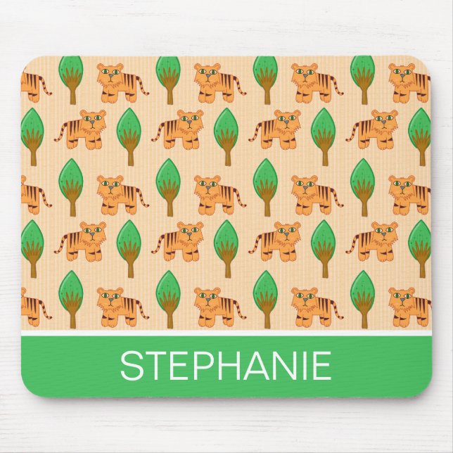 Niedlicher Cartoon Tiger Muster Personalisiert Mousepad (Vorne)