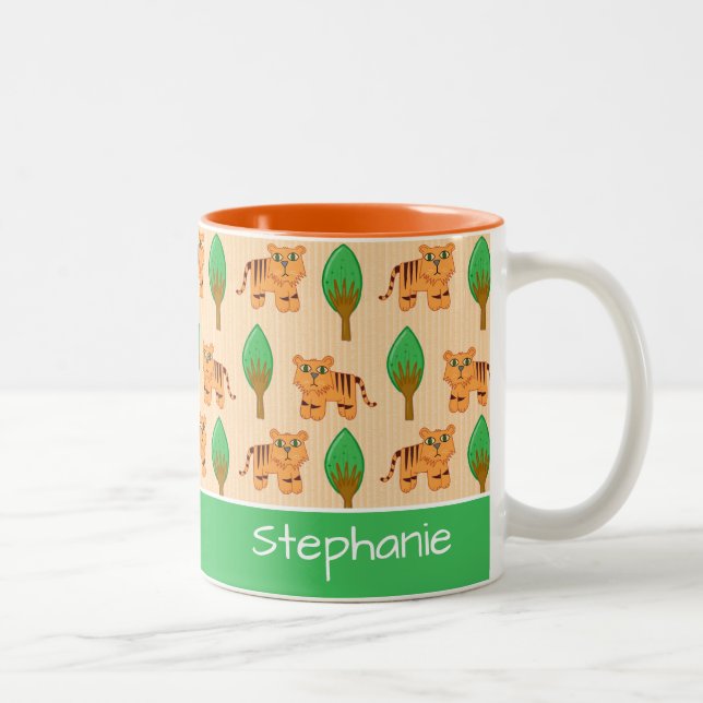 Niedlicher Cartoon Tiger Muster Personalisiert Zweifarbige Tasse (Rechts)