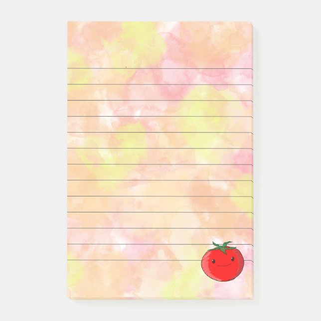 Niedlicher Cartoon Tomato Aquarell Hintergrund gef Post-it Klebezettel (Vorderseite)