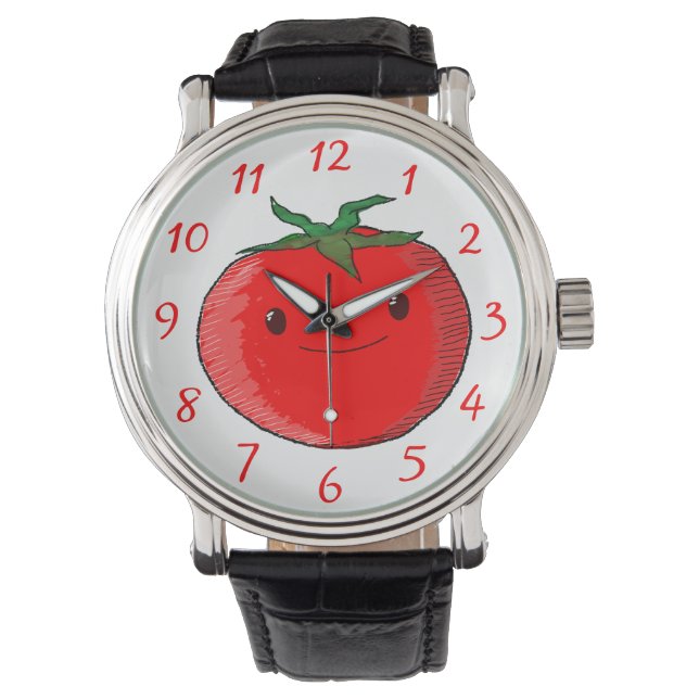 Niedlicher Cartoon Tomato Armbanduhr (Vorderseite)