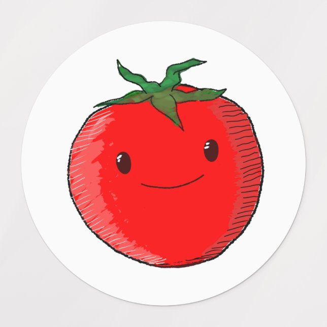 Niedlicher Cartoon Tomato Etiketten (Design 1)