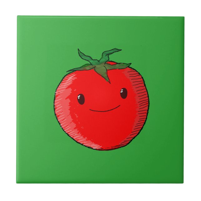 Niedlicher Cartoon Tomato Fliese (Vorderseite)