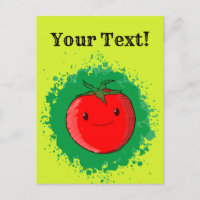 Niedlicher Cartoon Tomato Green Paint Splash