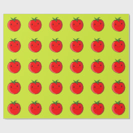 Niedlicher Cartoon Tomato-Muster auf grün Geschenkpapier
