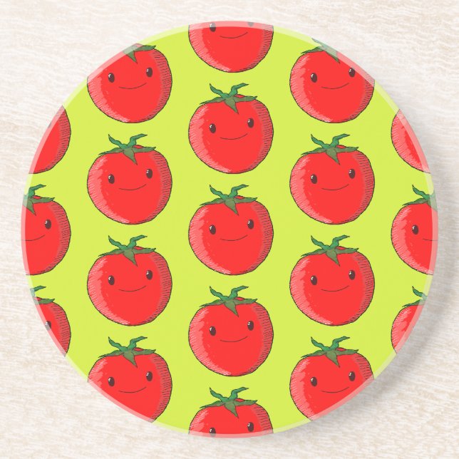 Niedlicher Cartoon Tomato Pattern Getränkeuntersetzer (Vorne)