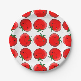 Niedlicher Cartoon Tomato Pattern Pappteller