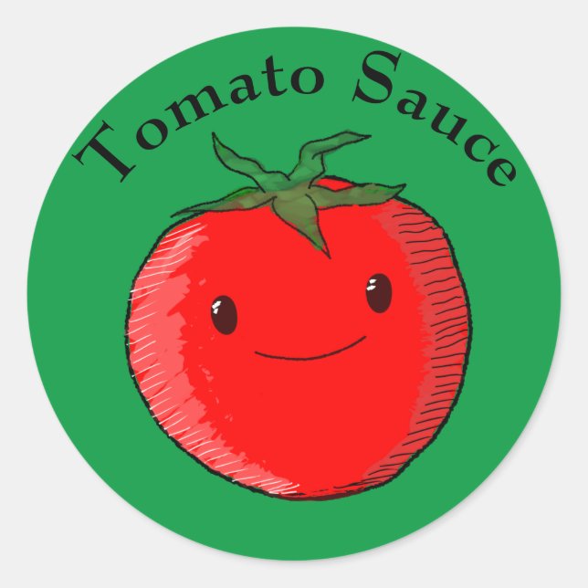 Niedlicher Cartoon Tomato Runder Aufkleber (Vorderseite)
