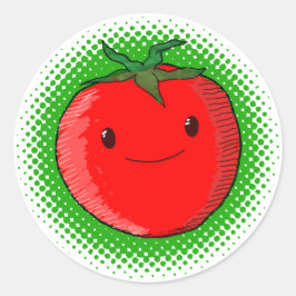 Niedlicher Cartoon Tomato Zeichnend Runder Aufkleber