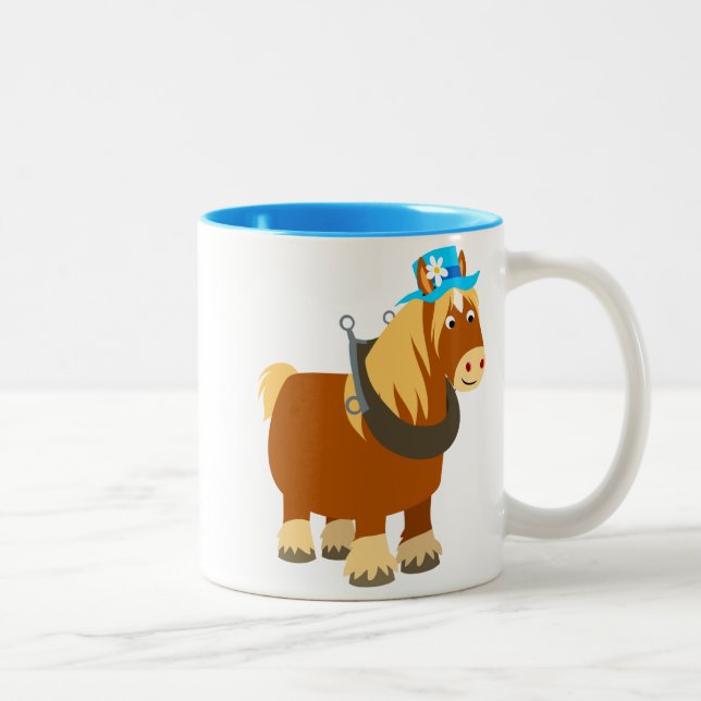 Niedlicher Cartoon Trait Breton Horse Tasse (Rechts)