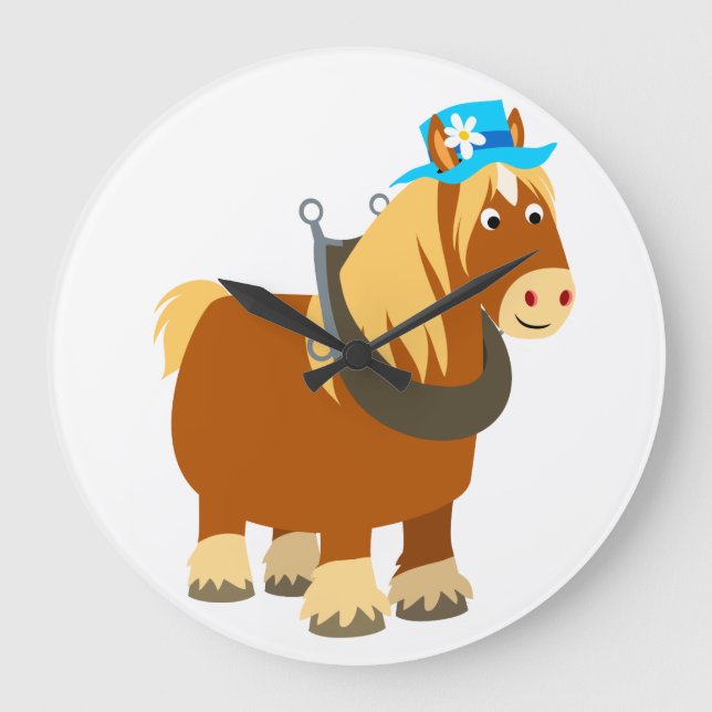 Niedlicher Cartoon Trait Breton Horwall Clock Große Wanduhr (Vorderseite)