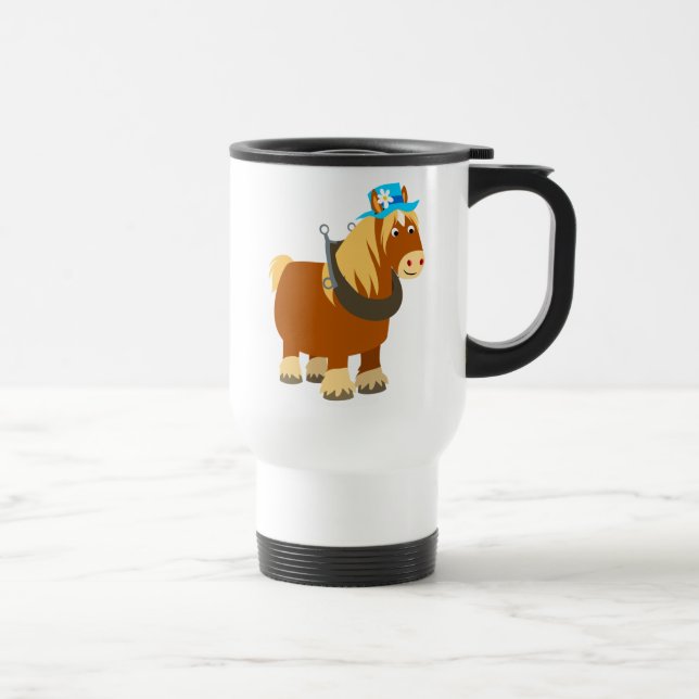 Niedlicher Cartoon Trait Breton Pendlerpferd Tasse (Rechts)
