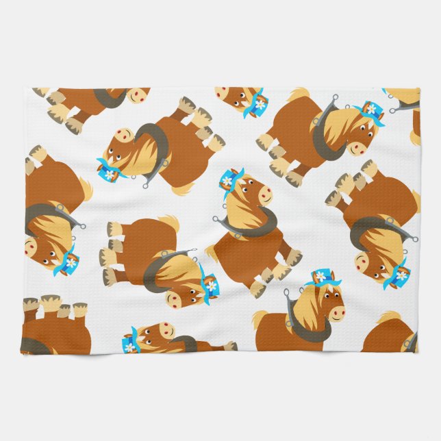 Niedlicher Cartoon Trait Breton Pferde Handtuch (Horizontal)