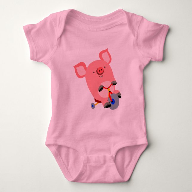 Niedlicher Cartoon Tricycle Pig Baby Bodysuit Strampler (Vorderseite)