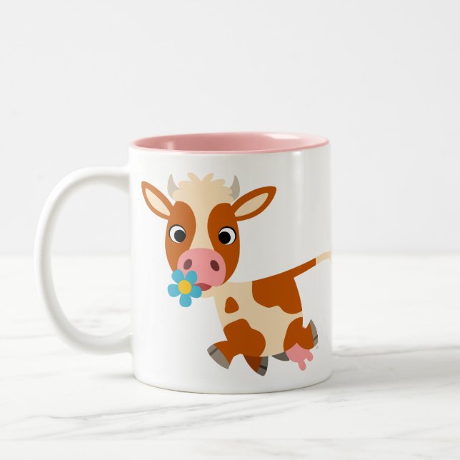 Niedlicher Cartoon Trotting Cow Tasse (Links)