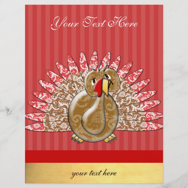 Niedlicher Cartoon Türkei Damask Muster Flyer (Vorne)