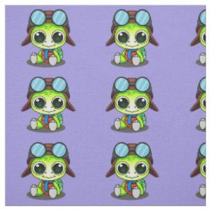 Niedlicher Cartoon Turtle in Aviator Hat Stoff