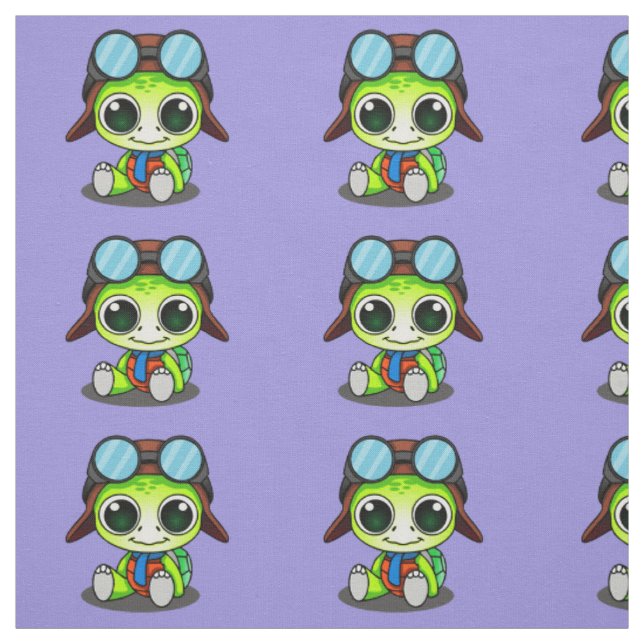 Niedlicher Cartoon Turtle in Aviator Hat Stoff (Muster)
