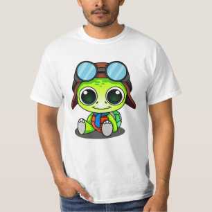 Niedlicher Cartoon Turtle in Aviator Hat T-Shirt