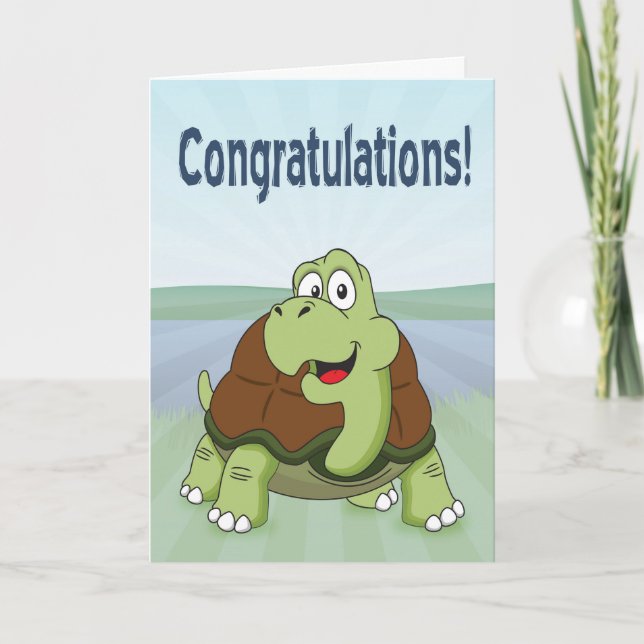 Niedlicher Cartoon Turtle lächelt für Glückwünsche Karte (Vorderseite)