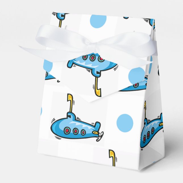 Niedlicher Cartoon U-Boot, Baby Blue Polka Dots Geschenkschachtel (Vorderseite)