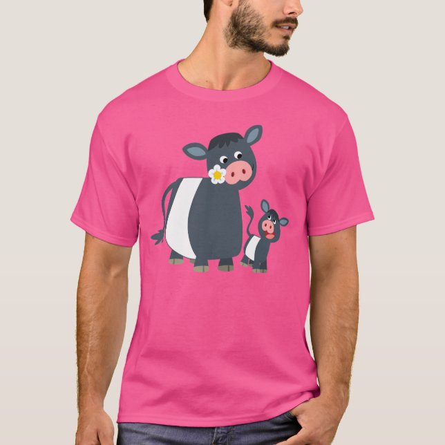 Niedlicher Cartoon umgeschnallte Galloway-Kuh und T-Shirt (Vorderseite)