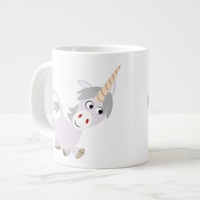 Niedlicher Cartoon Unicorn Jumbo Tasse (Vorderseite Links)