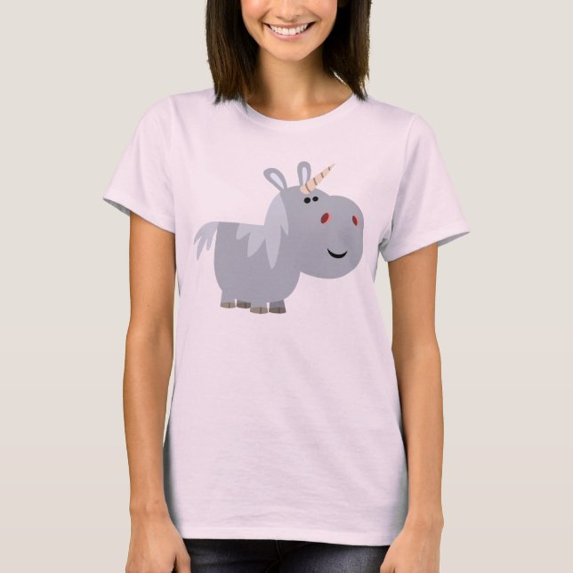 Niedlicher Cartoon Unicorn T - Shirt (Vorderseite)