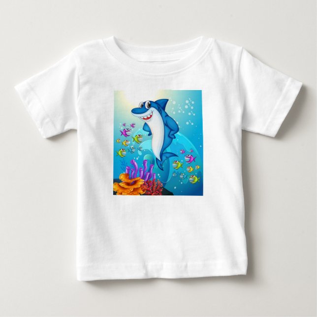 Niedlicher Cartoon unter Wasser Baby T-shirt (Vorderseite)