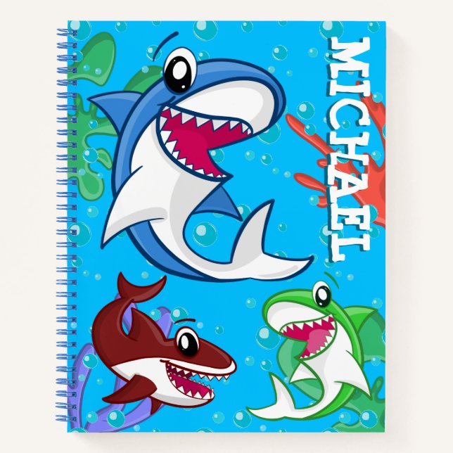 Niedlicher Cartoon unter Wasser Blauer Ozean Fisch Notizbuch (Vorderseite)