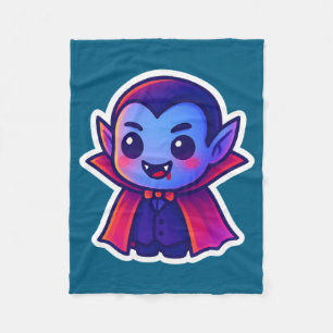 Niedlicher Cartoon Vampire mit Red Cape und Blue S Fleecedecke